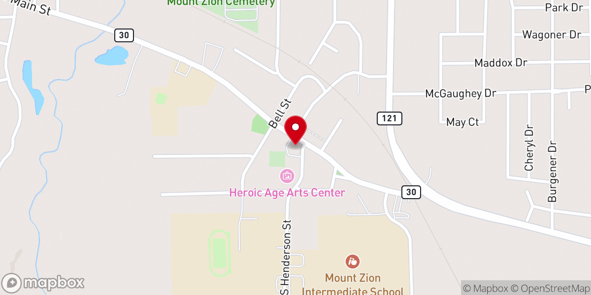 Map showing location of Mt Zion Presbyterian Church