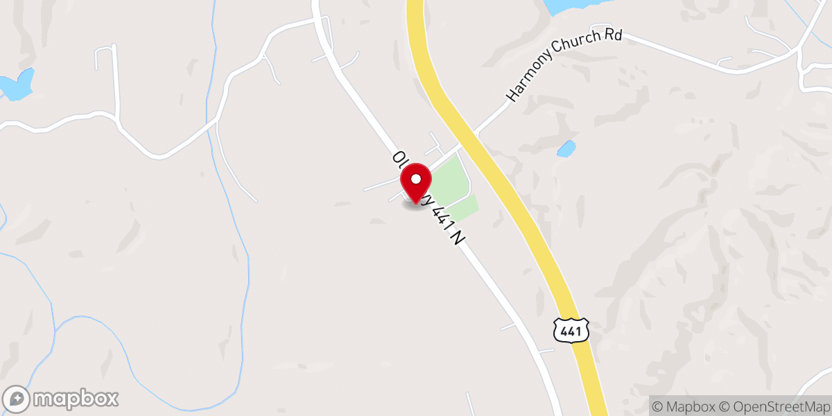 Map showing location of Harmony Baptist Church