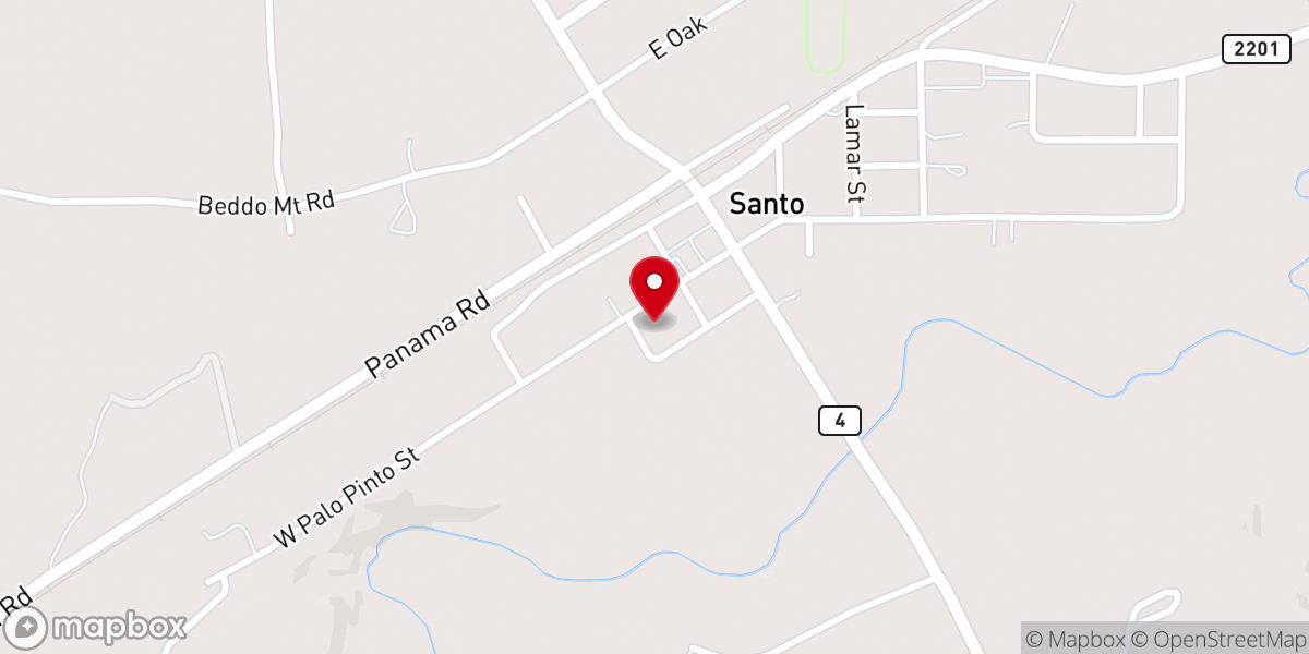 Map showing location of First Baptist Church of Santo