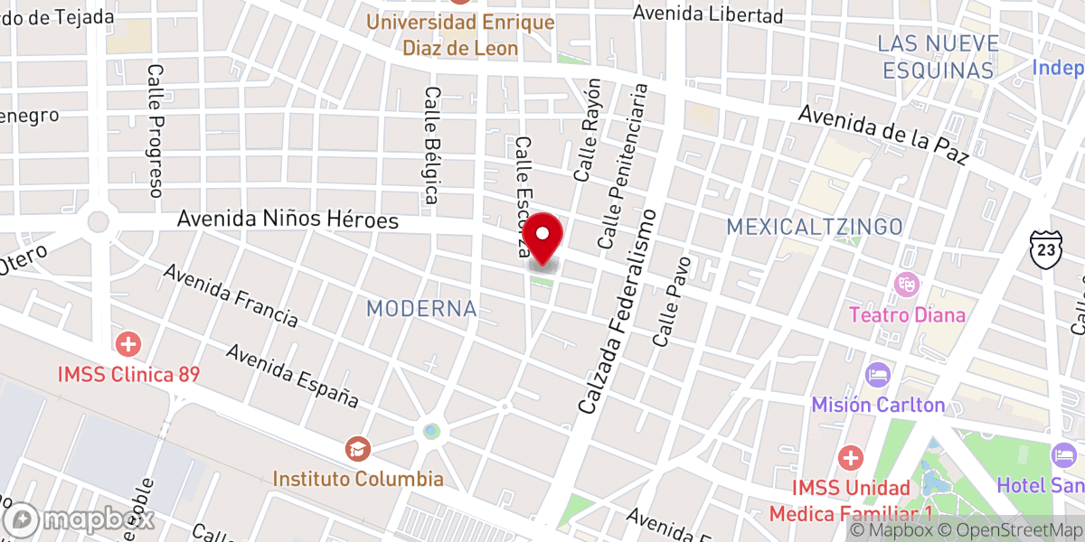 Map showing location of Parroquia San Antonio de Padua