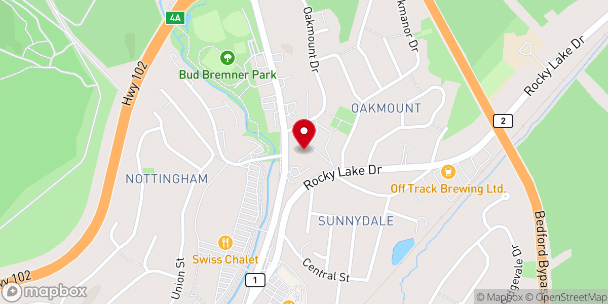 Map showing location of Bedford Baptist Church