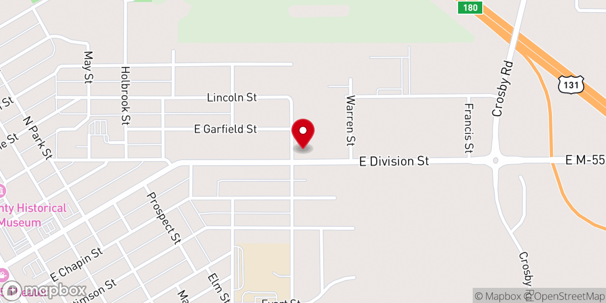 Map showing location of Cadillac Seventh-day Adventist Church