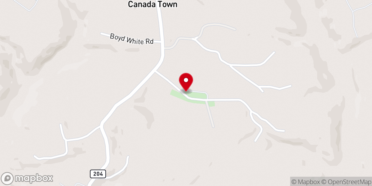 Map showing location of Canada Town Holiness Church