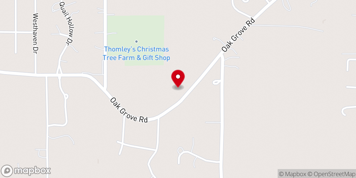 Map showing location of Oak Grove Baptist Church