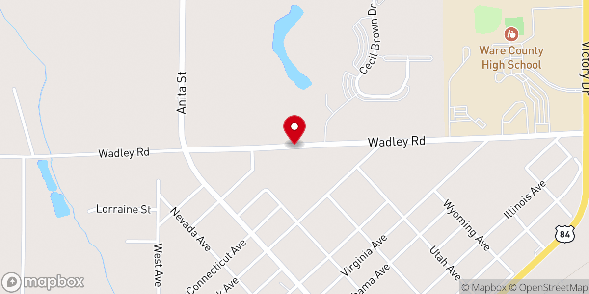 Map showing location of Ware Baptist Church