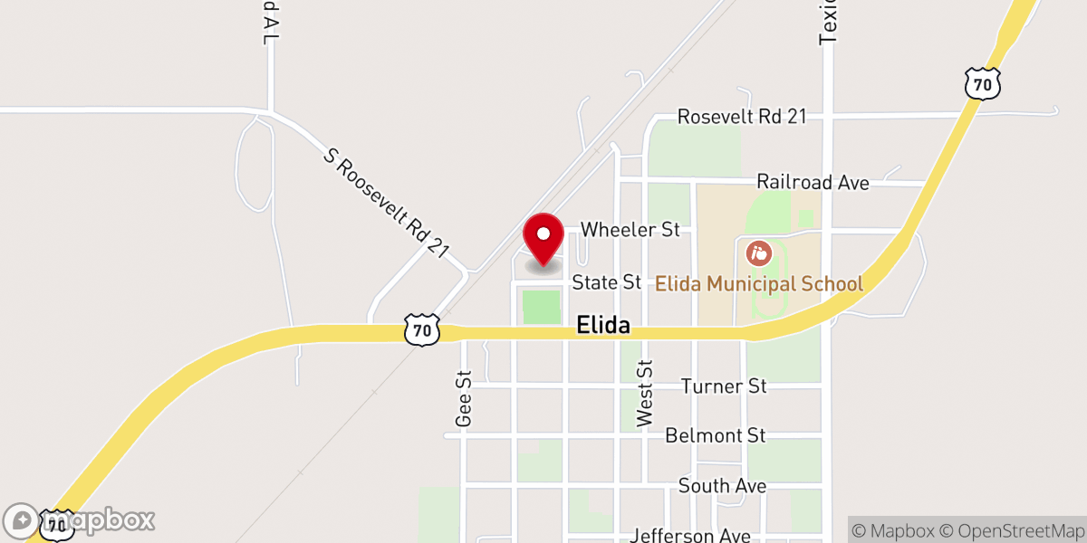 Map showing location of Elida Church of Christ