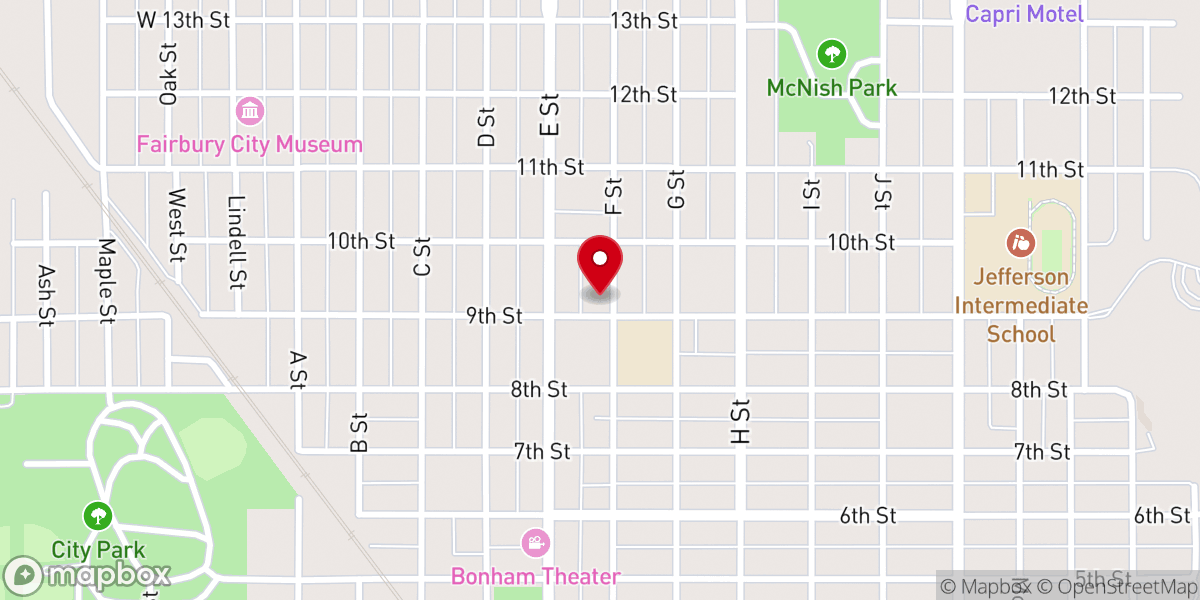 Map showing location of First Baptist Church