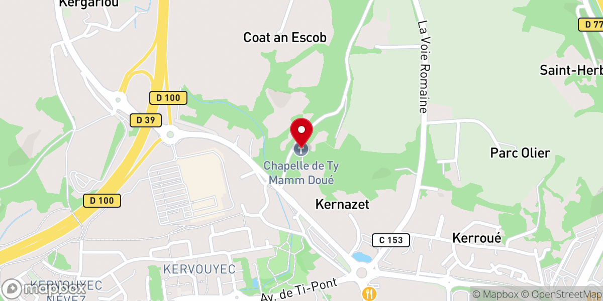 Map showing location of Chapelle de Ty Mamm Doué