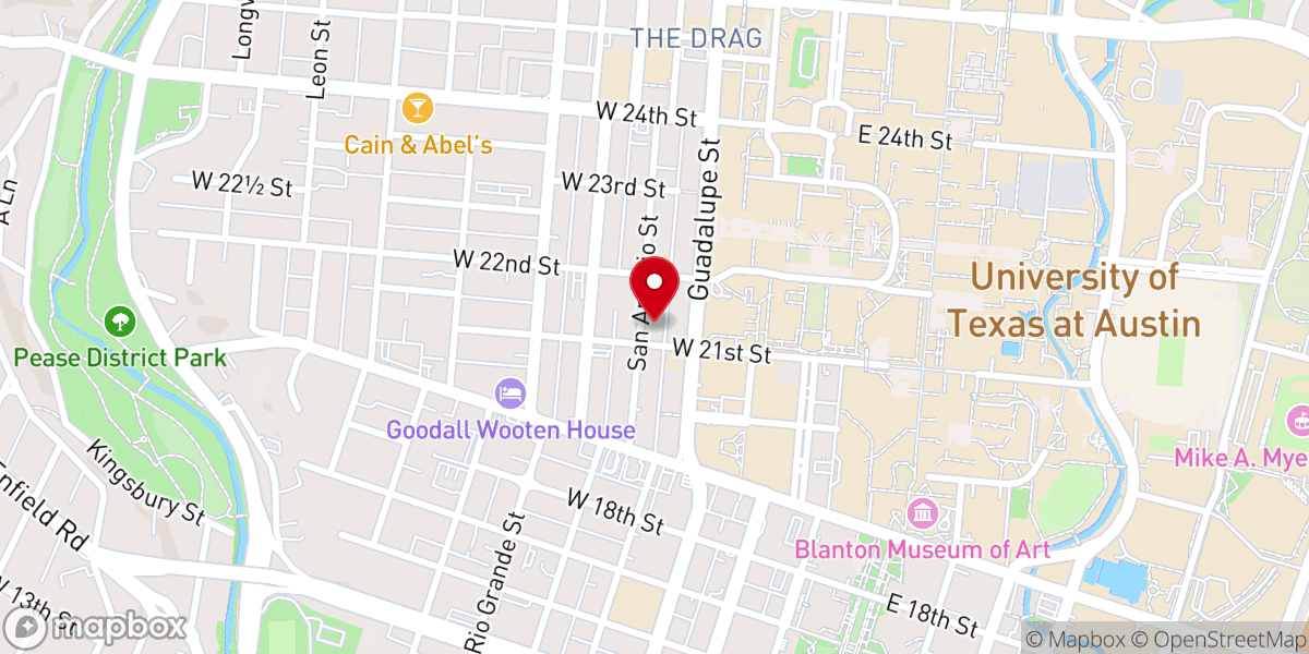 Map showing location of Texas Hillel Foundation