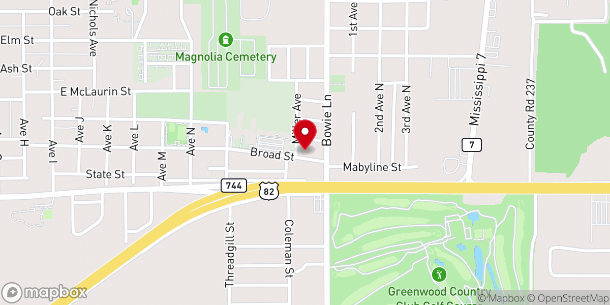 Map showing location of Mount Olive M B Church