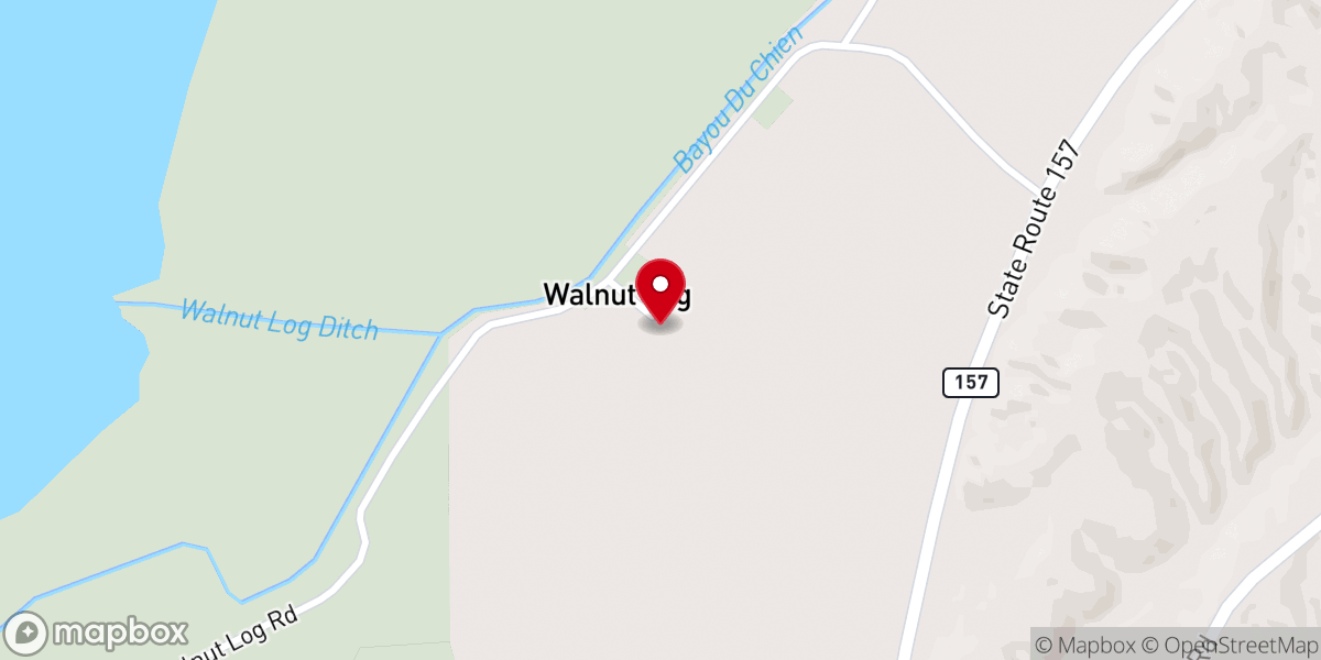 Map showing location of Walnut Log Baptist Church