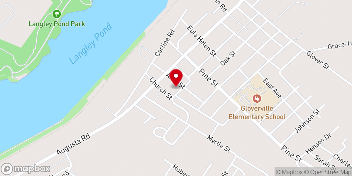 Map showing location of Glover Grove Baptist Church