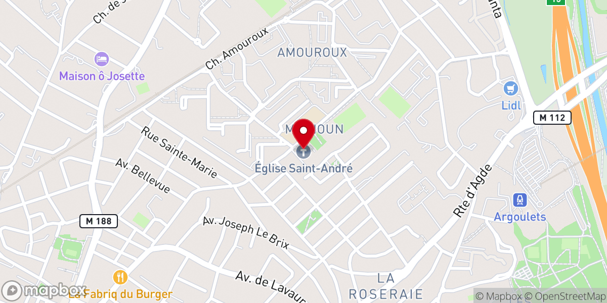 Map showing location of Église Saint-André de la Roseraie (Toulouse)
