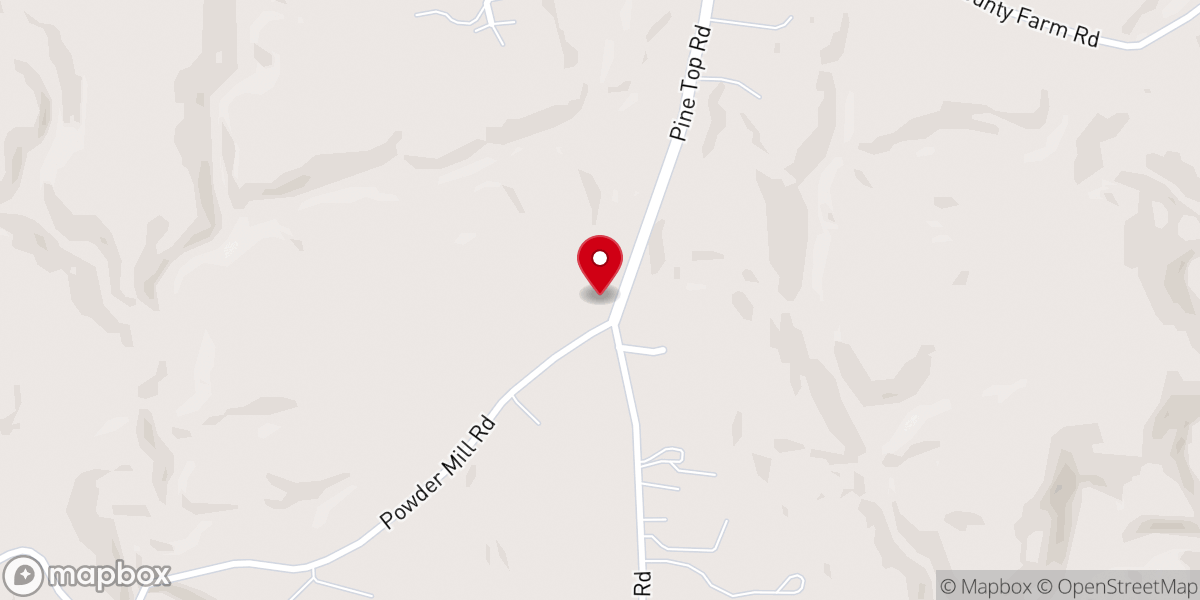 Map showing location of Pine Top Church