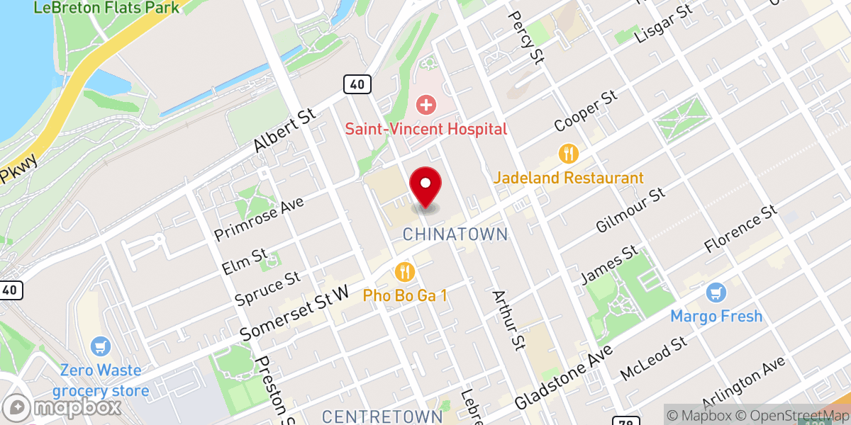Map showing location of Chinese Christian Church of Ottawa