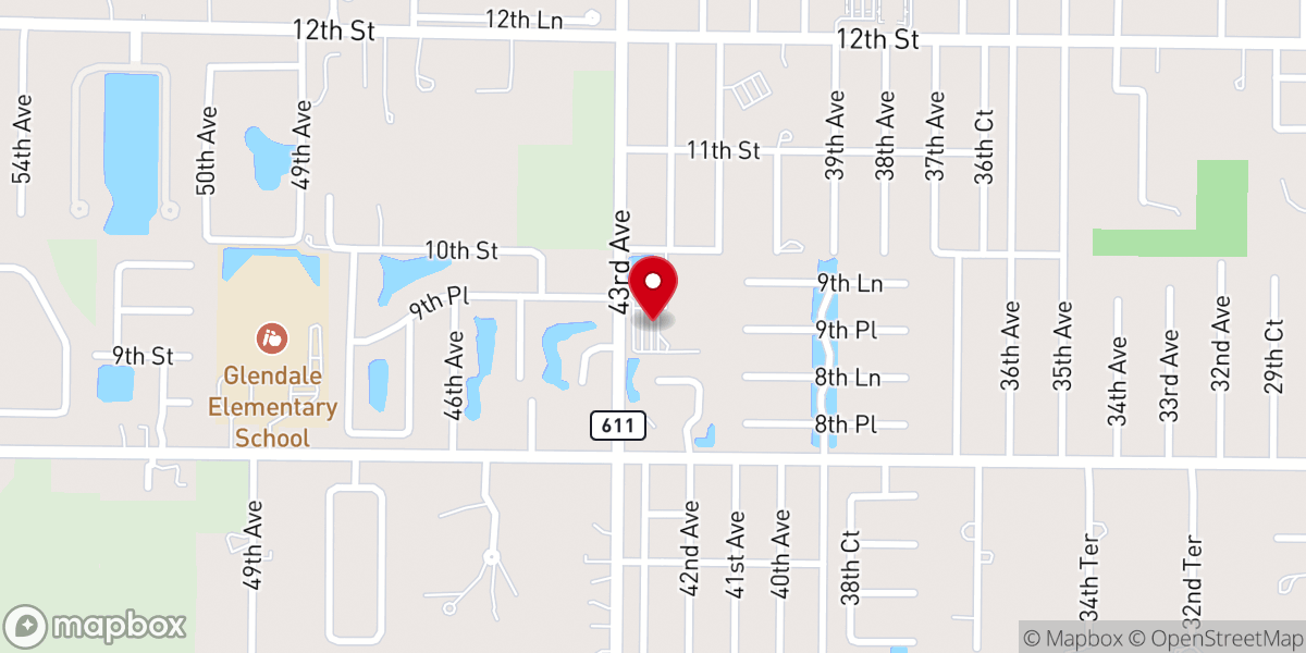 Map showing location of Unity Spiritual Center of Vero Beach