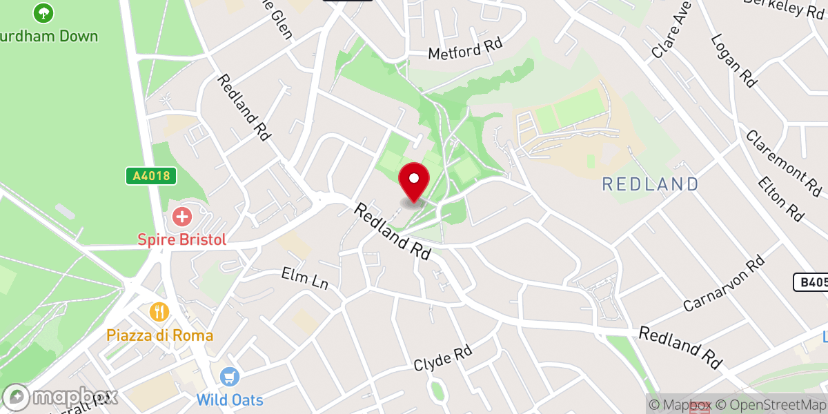 Map showing location of Redland Church Bristol