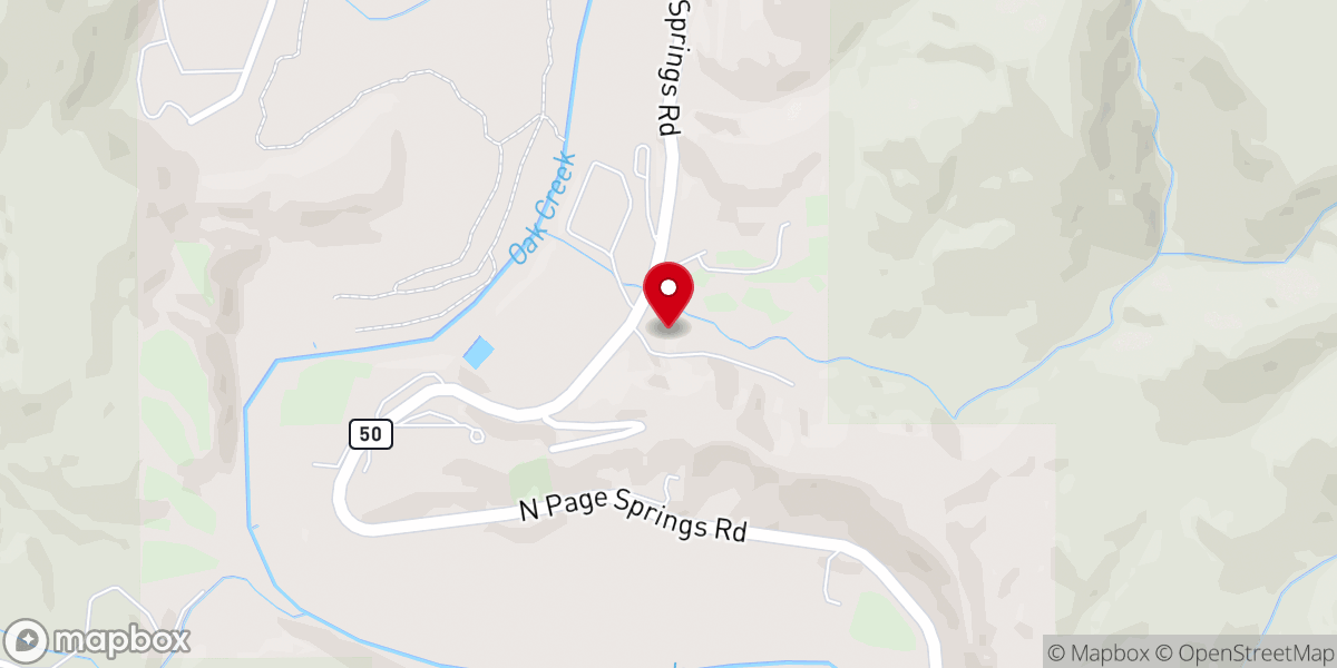 Map showing location of Oak Creek Vineyards & Winery