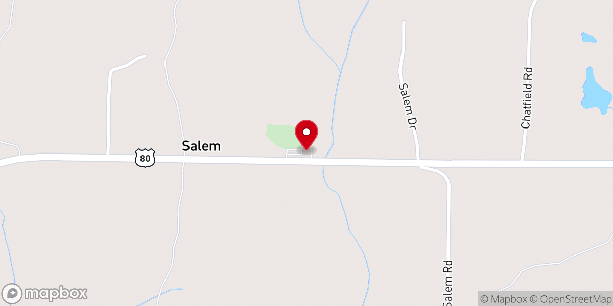 Map showing location of Salem Baptist Church