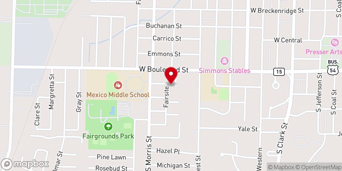 Map showing location of Liberty Christian Church