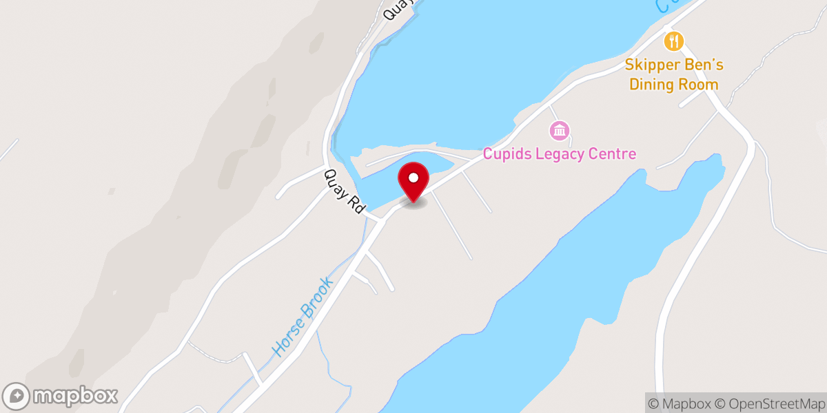 Map showing location of Cupids Cove Plantation Provincial Historic Site