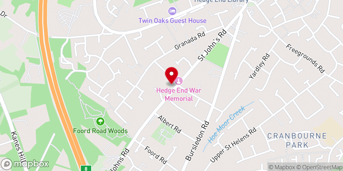 Map showing location of St John's Church