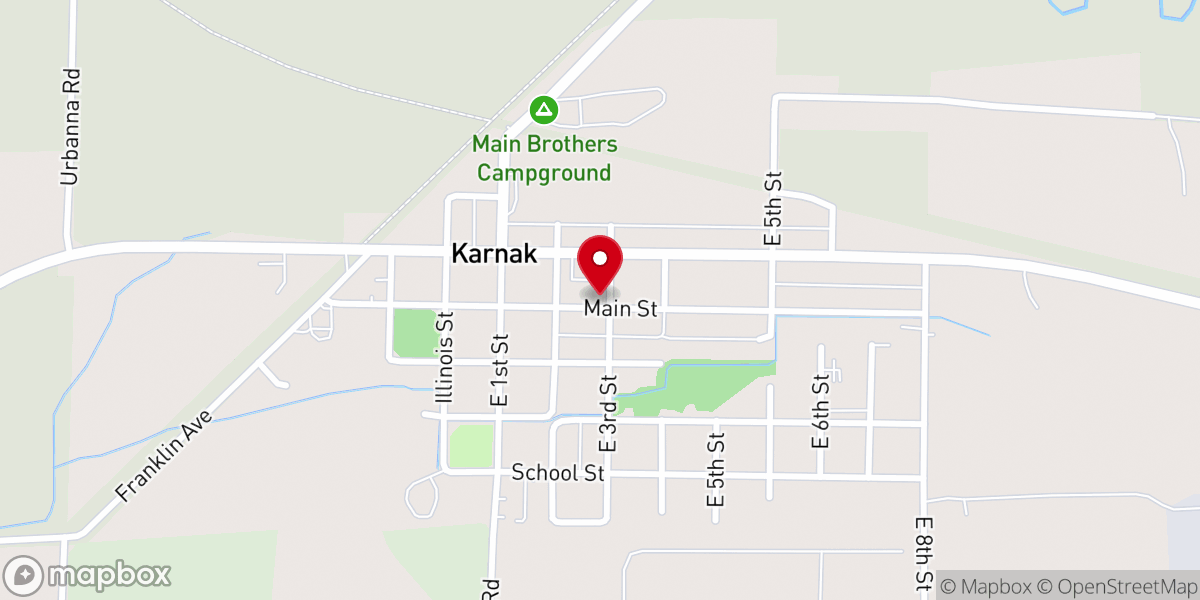 Map showing location of Karnak Baptist Church