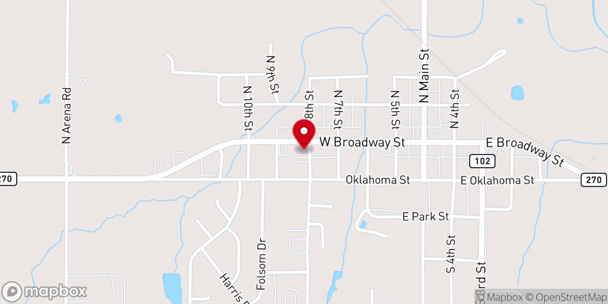 Map showing location of First Baptist Church-McLoud