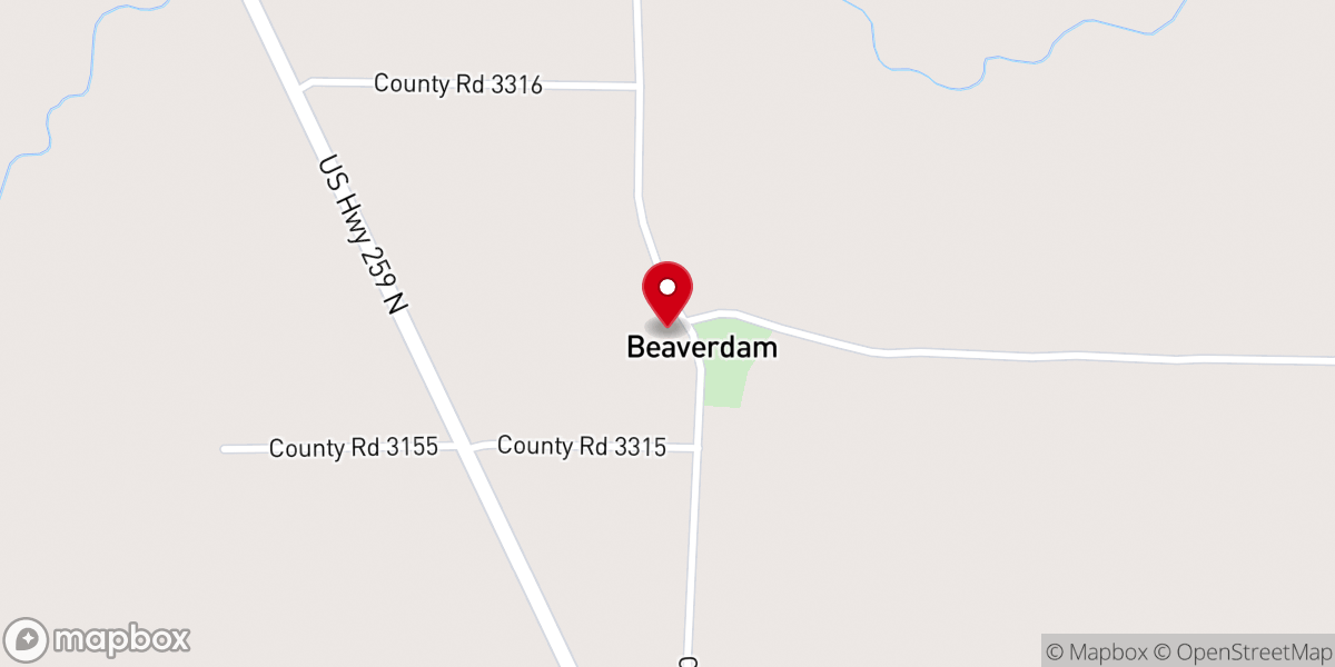 Map showing location of Beaver Dam Missionary Baptist Church