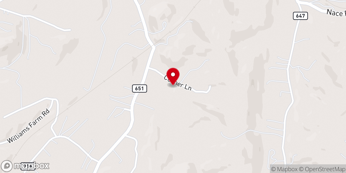 Map showing location of Troutville Assembly of God - Food Distribution Center