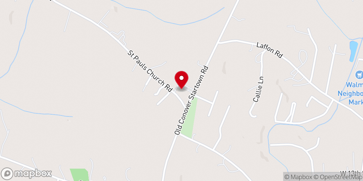 Map showing location of Old St. Paul's Lutheran Church