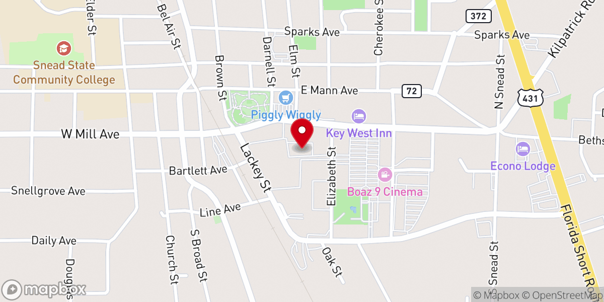 Map showing location of Popular Springs Church