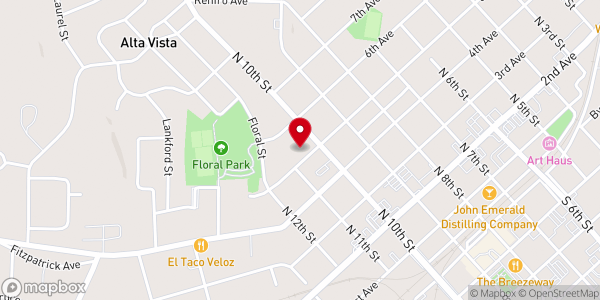 Map showing location of Church of Christ at Tenth Street