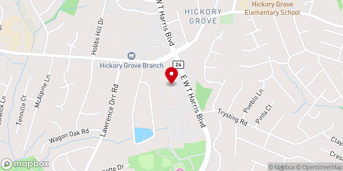Map showing location of Hickory Grove Baptist Church (Harris Campus)