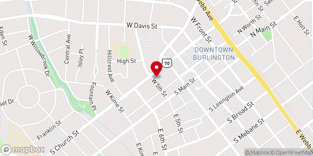 Map showing location of Paul's Pastry Shop NC