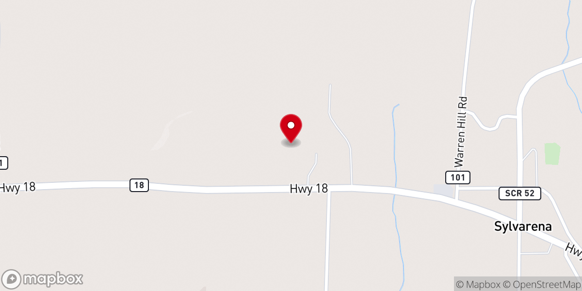 Map showing location of Sylvarena Baptist Church