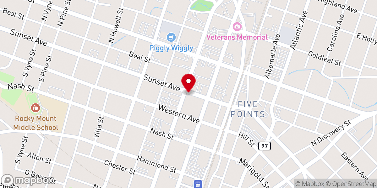 Map showing location of United Methodist Rm District Office