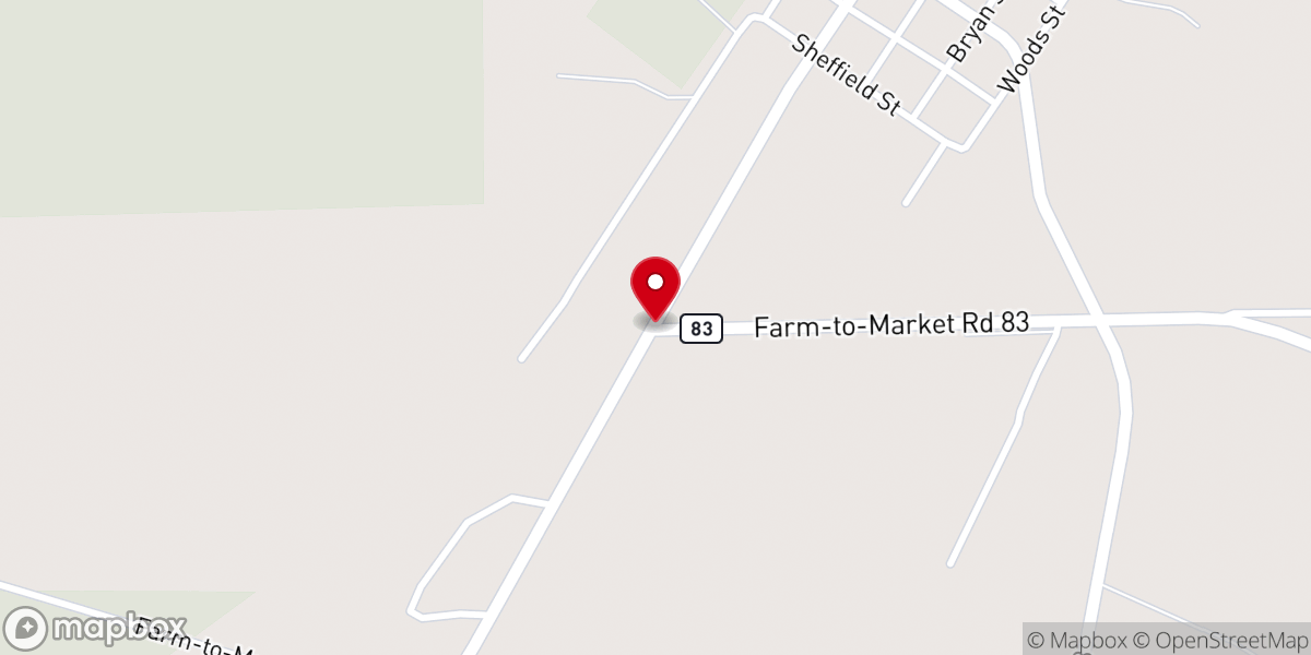 Map showing location of Broaddus
