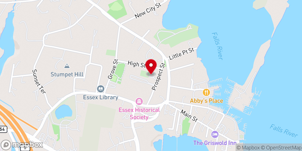 Map showing location of First Baptist Church in Essex