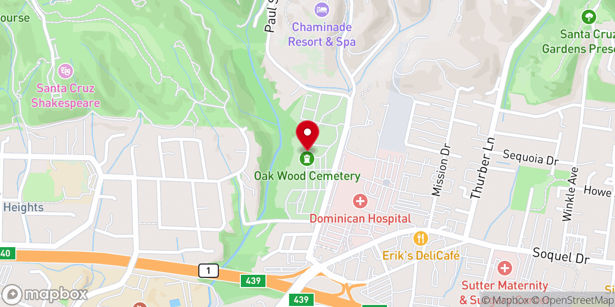 Map showing location of Oakwood Chapel