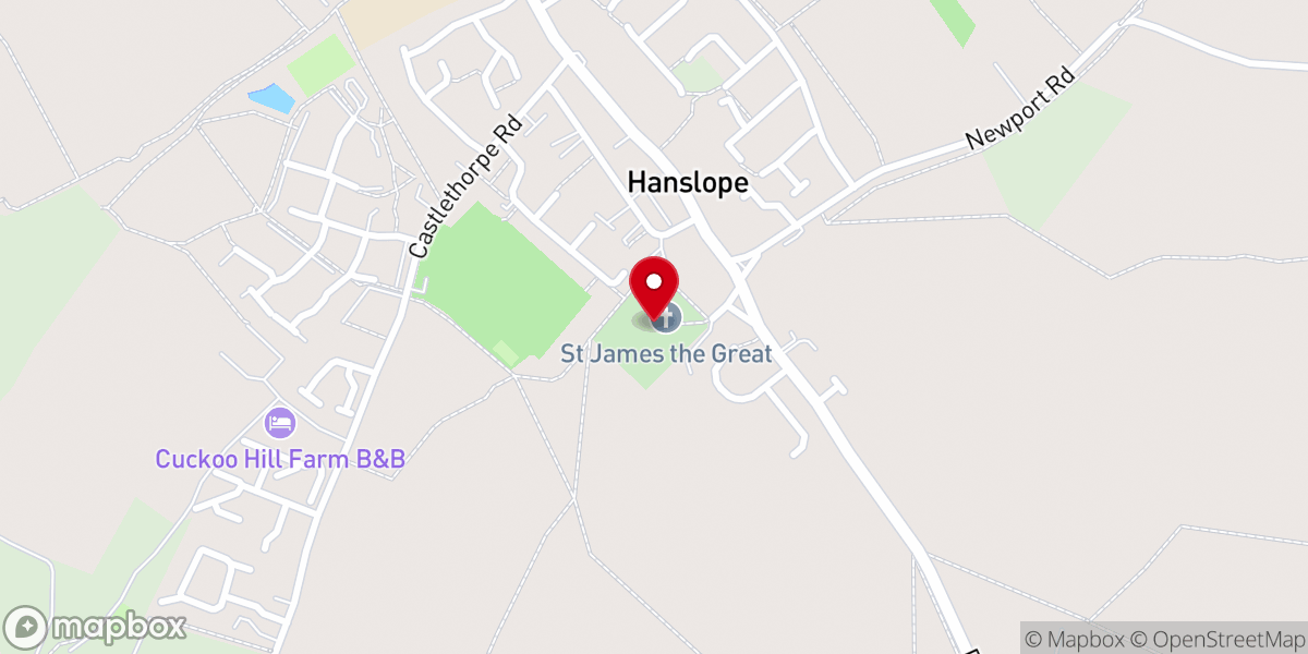 Map showing location of Saint James the Great, Hanslope