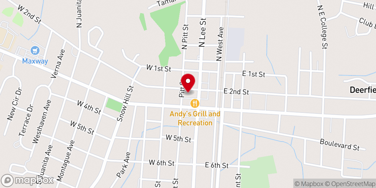 Map showing location of Ayden Christian Church