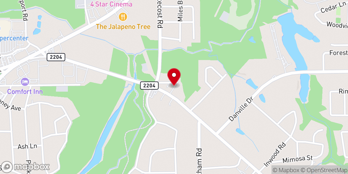 Map showing location of New Birth Fellowship Church of Kilgore