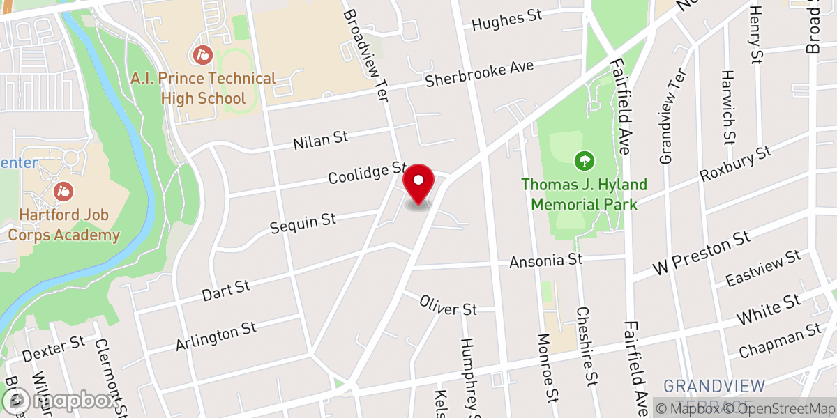 Map showing location of María Reina De La Paz Parish-St. Laurence O’Toole Church