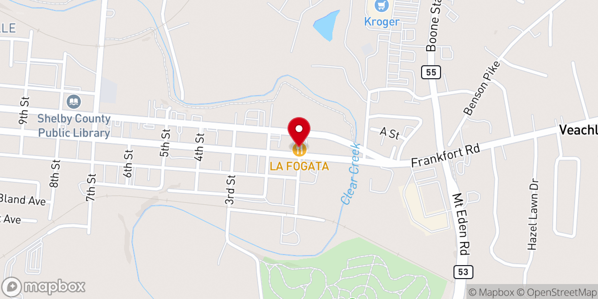 Map showing location of LA FOGATA SHELBYVILLE KENTUCKY