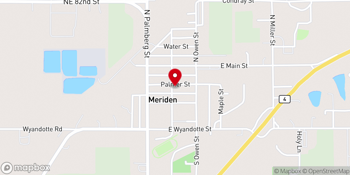 Map showing location of Meriden Community Church