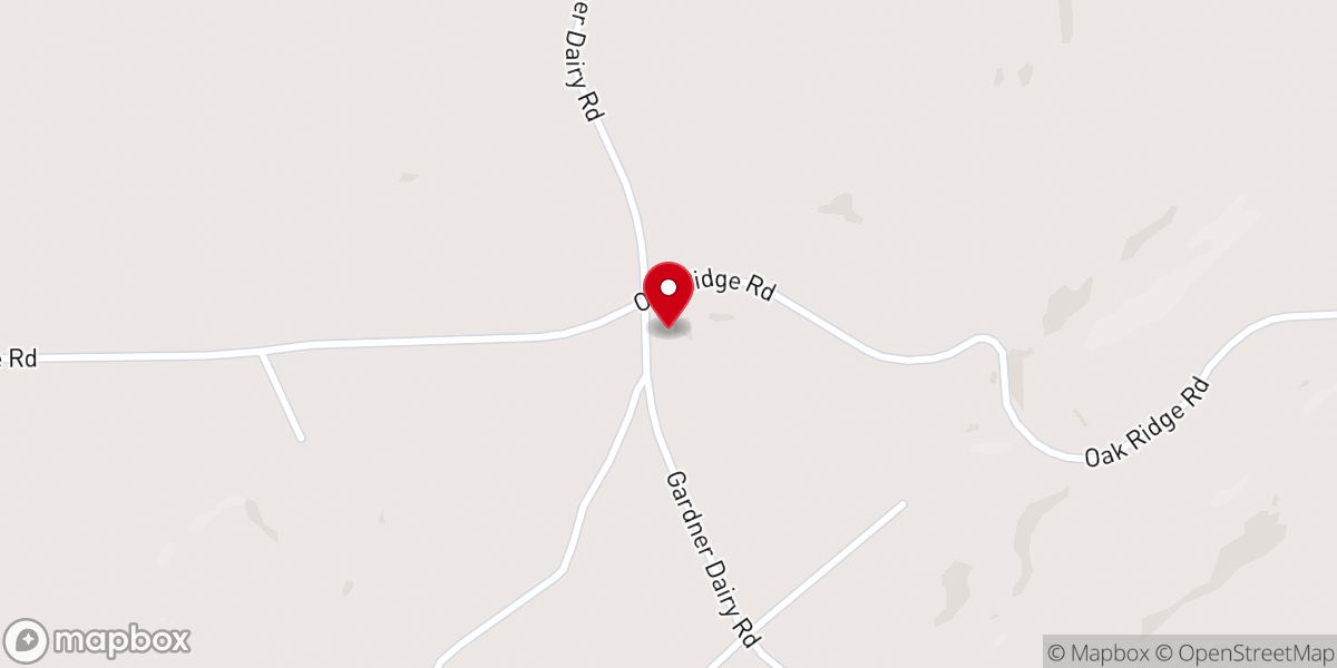 Map showing location of Oak Ridge Church