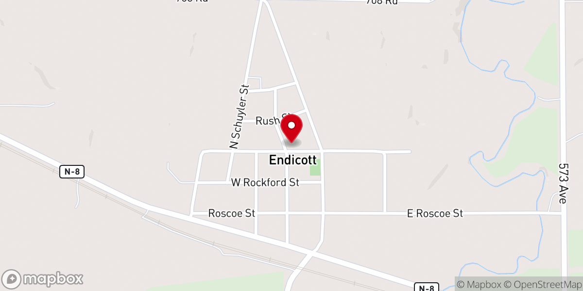 Map showing location of Endicott United Methodist Church