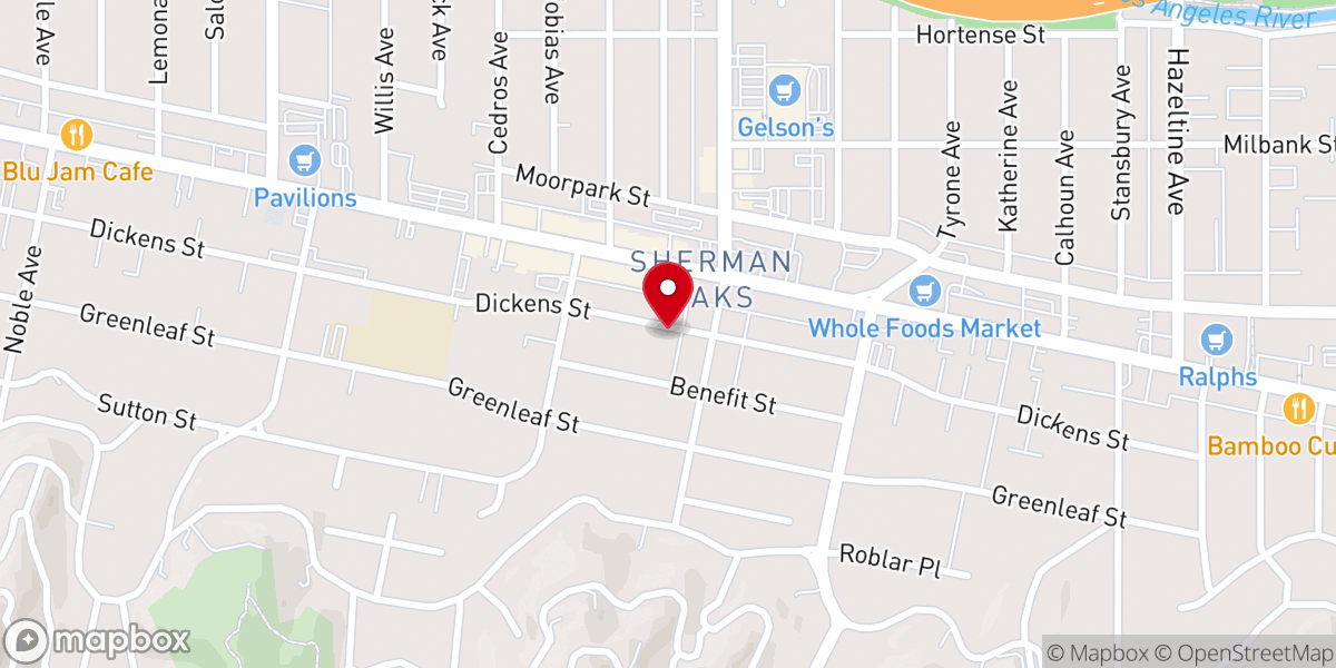 Map showing location of Little Church of Sherman Oaks
