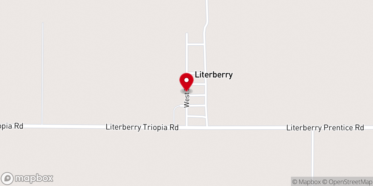Map showing location of Liter Baptist Church